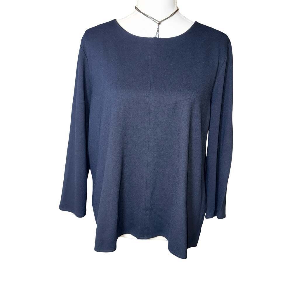 J.Jill Ponte Knit Long Sleeve Top Black Size L